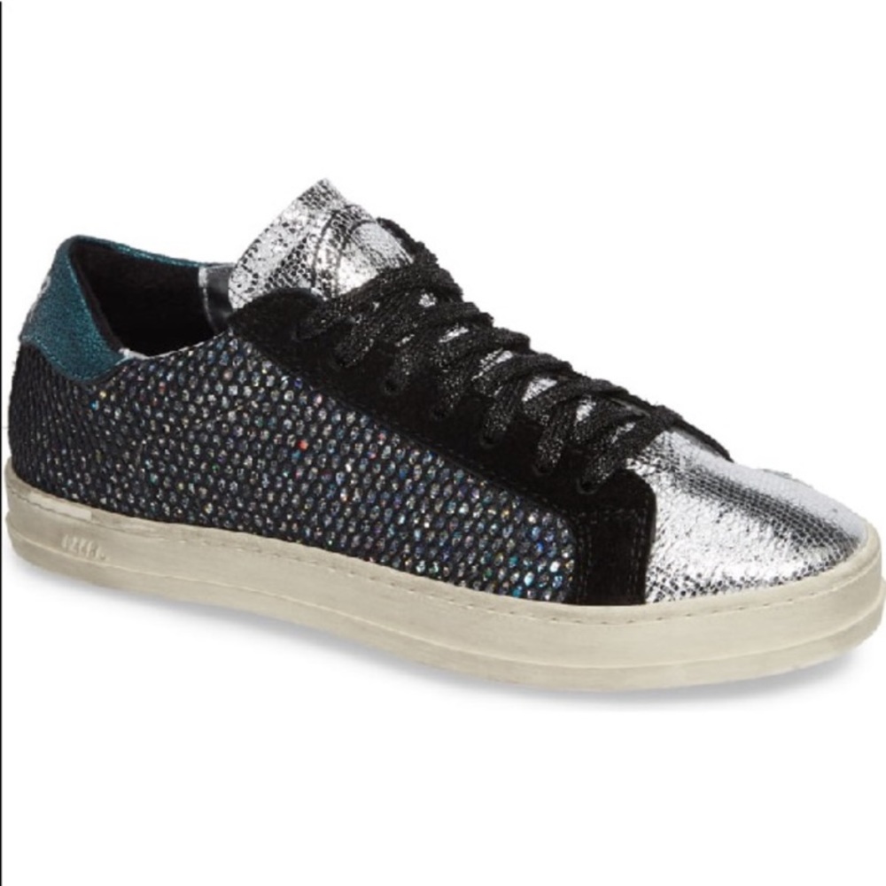 P448 Women's John Glitter Mesh & Suede Lace Up Sneakers - US 6/6.5
